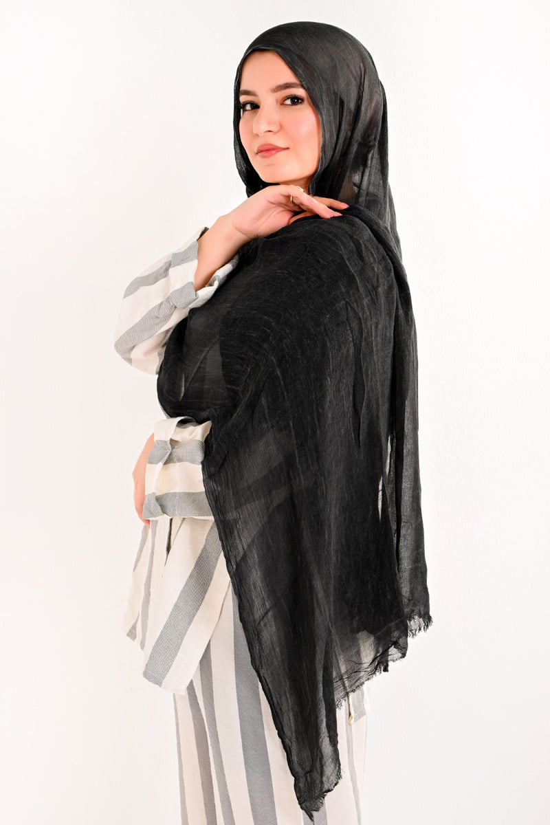 RUFFLED COTTON MARBLE Soft BLACK shade
