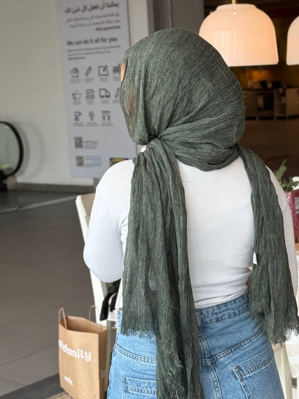 Ruffled cotton DARK GREEN Shade